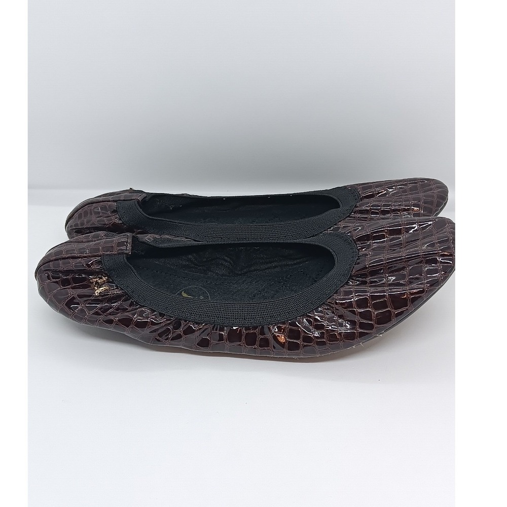 Malibu Jane Brown Crocodile Embossed Faux Leather Ballerina Flats US 10 EU 40 - Picture 5 of 8
